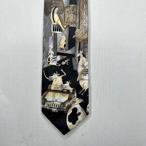 Dino Romero Men’s Neck Tie 4” Cow Moofia Black Gray Purple Handmade Necktie